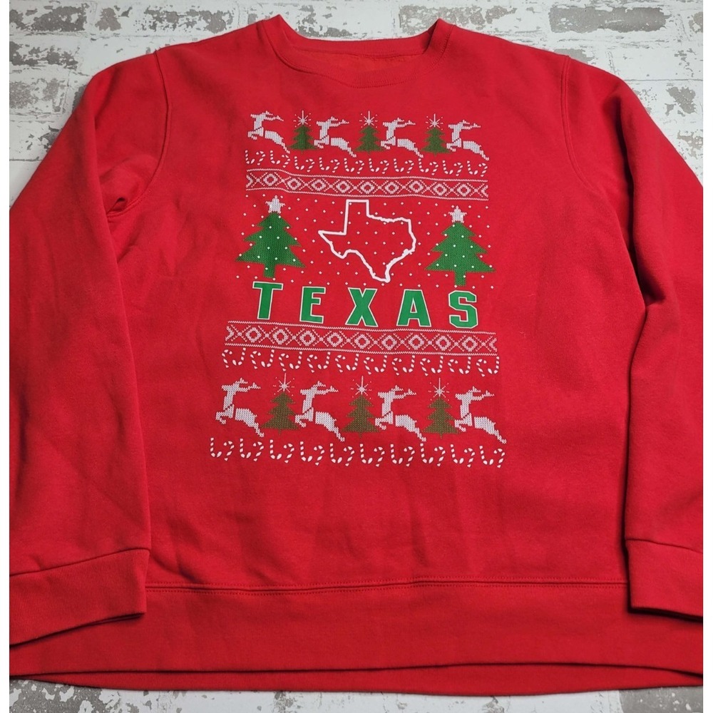 Home‎ Free Texas Ugly Christmas Sweater Red Women's Large